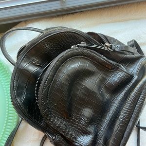 Black fake leather backpack